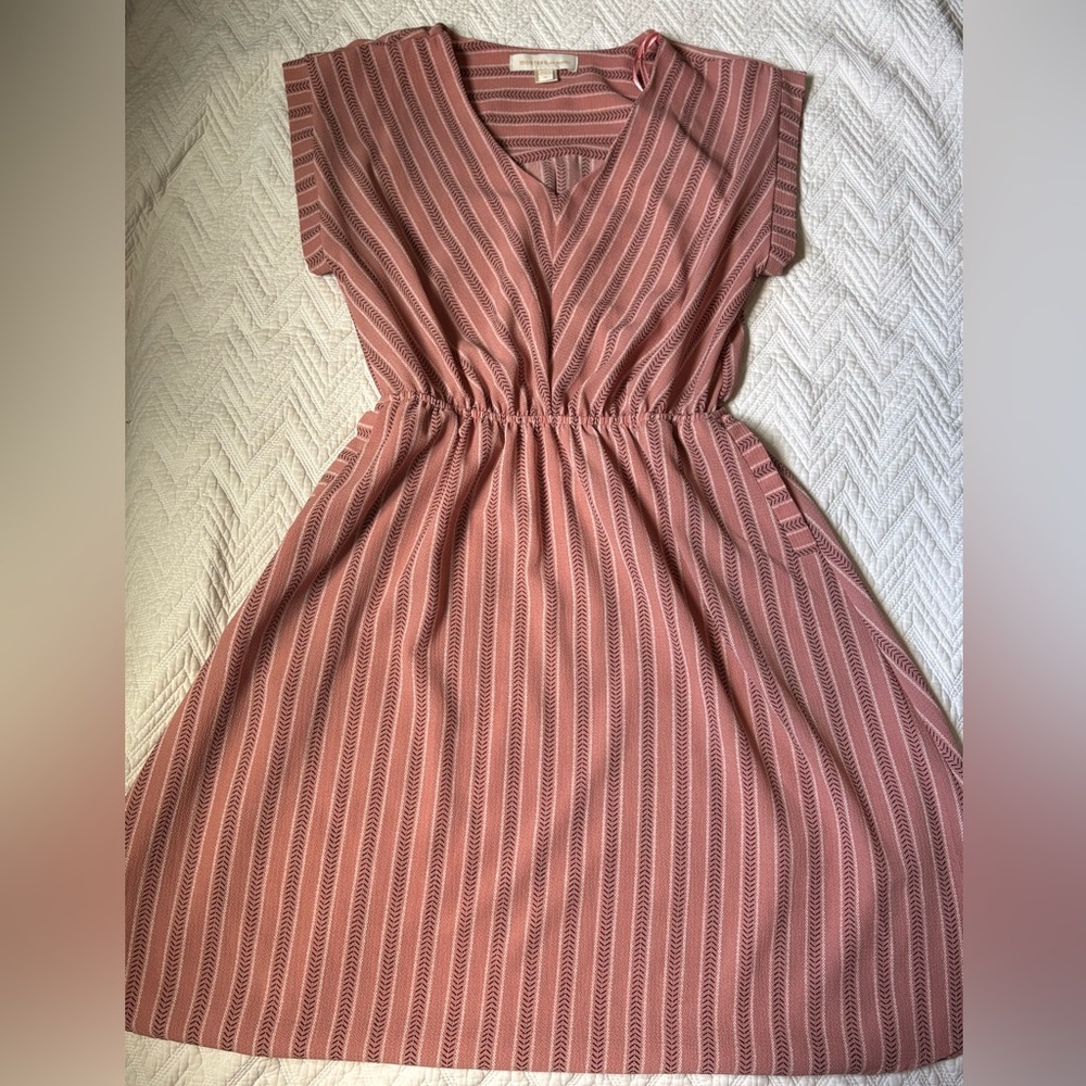 Monteau Pink Wrap Midi Sundress with Cap Sleeves